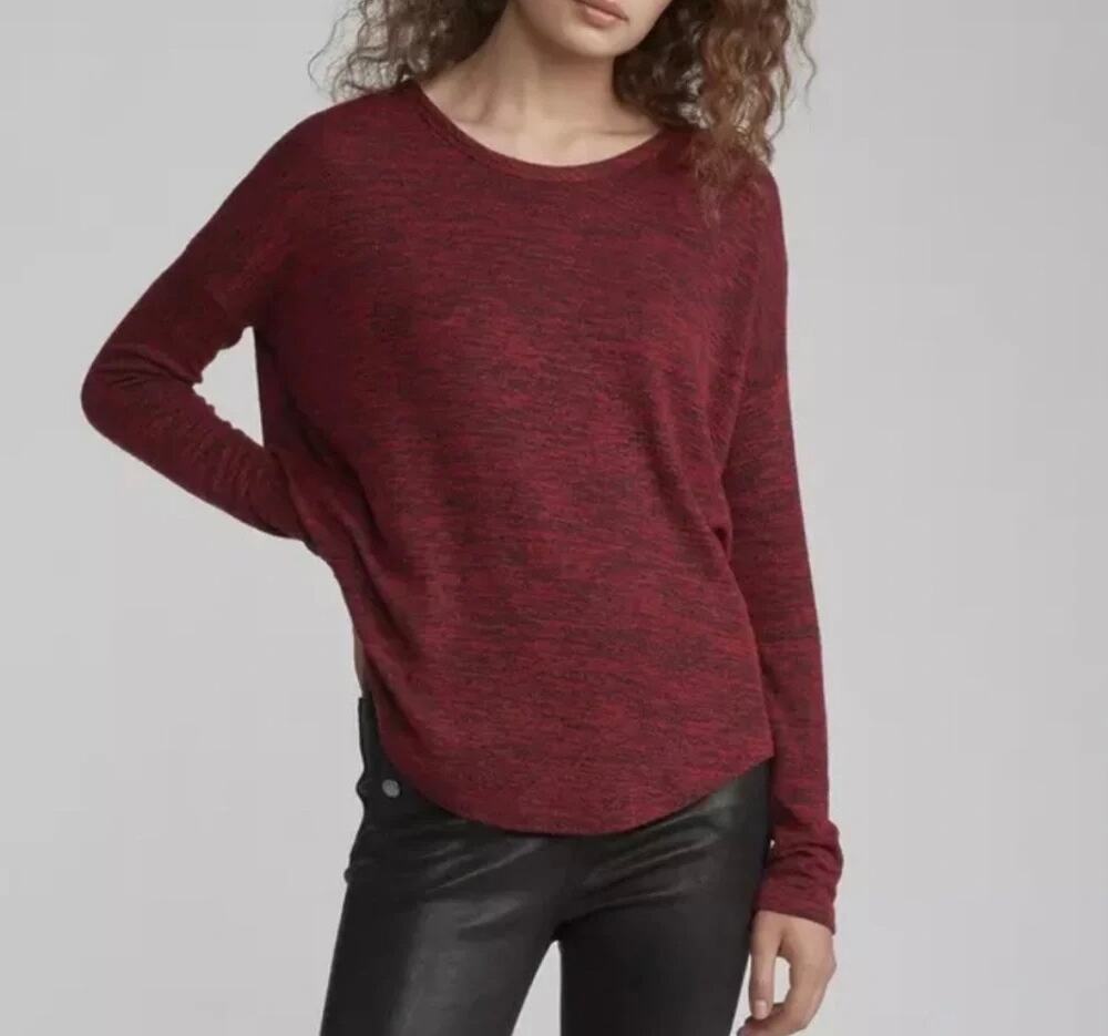 Rag & Bone Hudson Long Sleeve Knit Top Deep Berry Red Size XS
